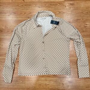 NWT Abercrombie & Fitch ✨ checkered long sleeve collar stretch shirt XL